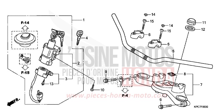 HANDLE PIPE/TOP BRIDGE for Varadero 125 SHASTA WHITE (NH138) from 2009